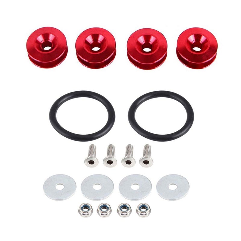 OUHL Bumper Quick Release Fasteners Kit Universal Aluminum Fasteners Clips for Car Bumpers Trunk Fender Hatch Lids (Red) - Image 1